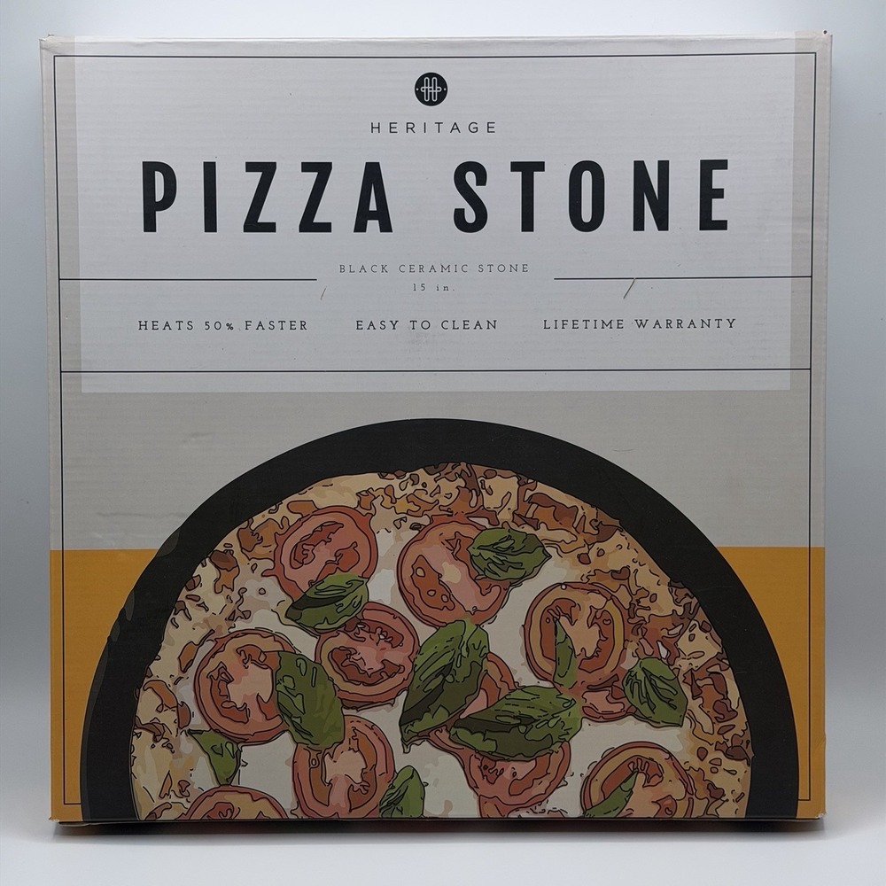 Heritage 15" Ceramic Pizza Non-Stick Stain Free Stone Set w/ Bonus Cutter